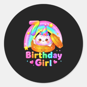 Pegatina Redonda chica cumpleaños 7 torta kawaii pastel anime 7