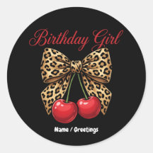 Chica Cumpleaños Coquette Retro Lazo Leopardo Cere