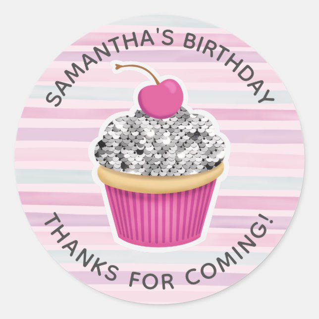 Pegatina Redonda Chica Cumpleaños gracias (Anverso)