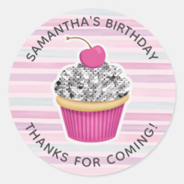 Pegatina Redonda Chica Cumpleaños gracias