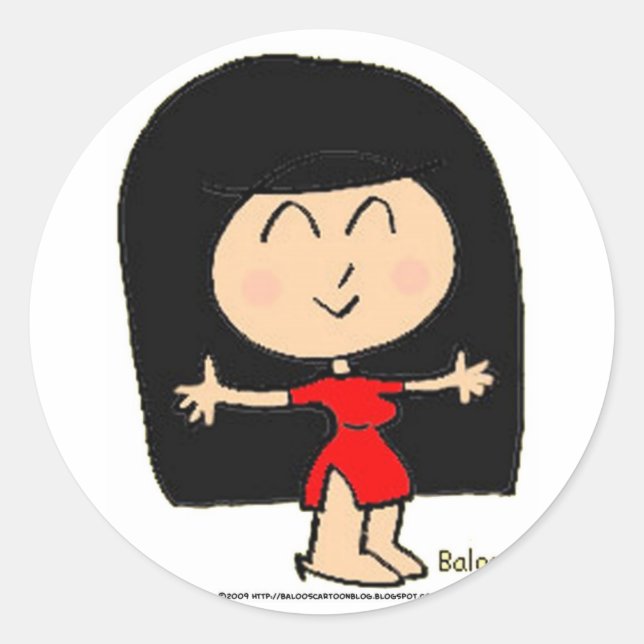PEGATINA REDONDA CHICA CUTE ASIÁTICO (Anverso)
