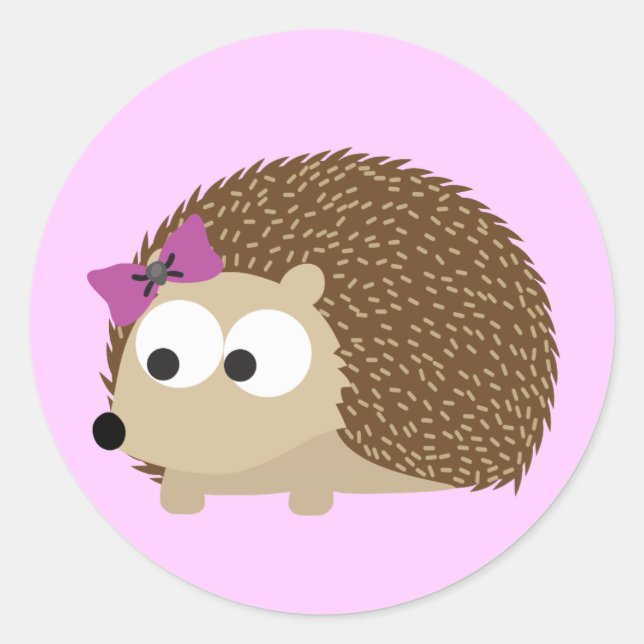Pegatina Redonda Chica Cute Hedgehog (Anverso)