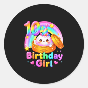 Pegatina Redonda chica de 10 años pastel anime kawaii albóndiga 10