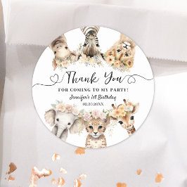 Pegatina Redonda Chica de animales de Safari Ronda clásica de cumpl