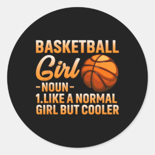 Pegatina Redonda Chica de baloncesto Definición Baloncesto Mujer De