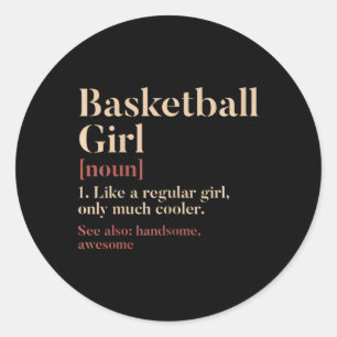 Pegatina Redonda Chica De Baloncesto Definición Graciosa Regalo Par