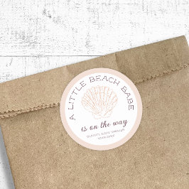 Pegatina Redonda Chica de Beach Babe Baby Shower personalizado