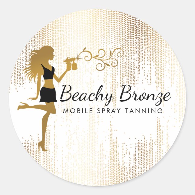 Pegatina Redonda Chica De Belleza Oro Bronce Rain Patrón de rociado (Anverso)