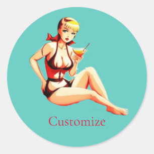 Pegatina Redonda Chica de Bikini Thunder_Cove