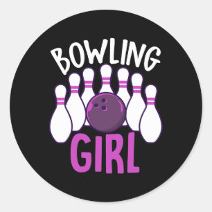 Pegatina Redonda Chica de boliche Cute Funny Bowler Enthusiast Set