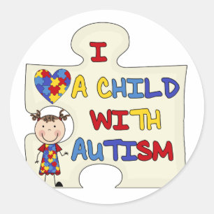 Pegatina Redonda Chica de Brunette para niños con autismo 2