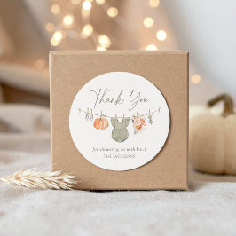 Pegatina Redonda Chica de calabaza de otoño ropa de bebé Baby Showe