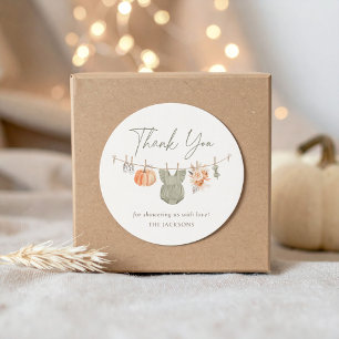 Pegatina Redonda Chica de calabaza de otoño ropa de bebé Baby Showe