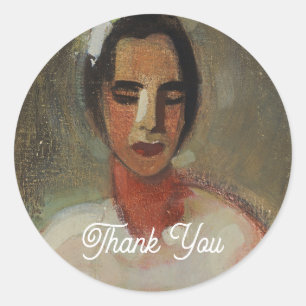 Pegatina Redonda Chica de California, Helene Schjerfbeck