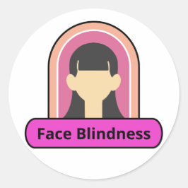 Pegatina Redonda chica de ceguera facial - rosa y blanco