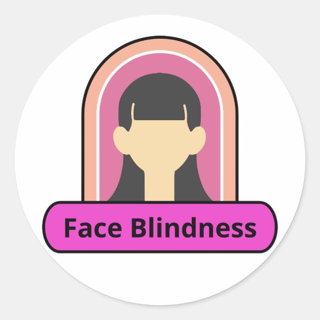 Pegatina Redonda chica de ceguera facial - rosa y blanco (Anverso)