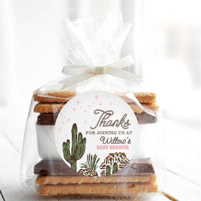 Pegatina Redonda Chica de Cowgirl occidental Baby Shower Favor (Subido por el creador)