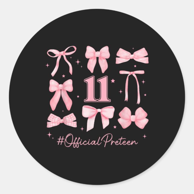 Pegatina Redonda chica de cumpleaños 11 años Coquette B (Anverso)