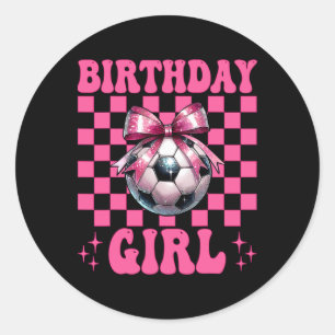 Pegatina Redonda Chica de Cumpleaños Chica de Fútbol Mamá de Fútbol