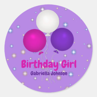 Pegatina Redonda Chica de cumpleaños con globo