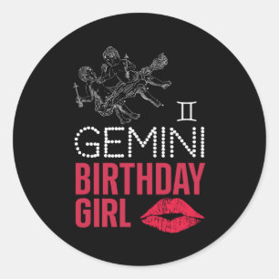 Pegatina Redonda Chica de cumpleaños de Gemini
