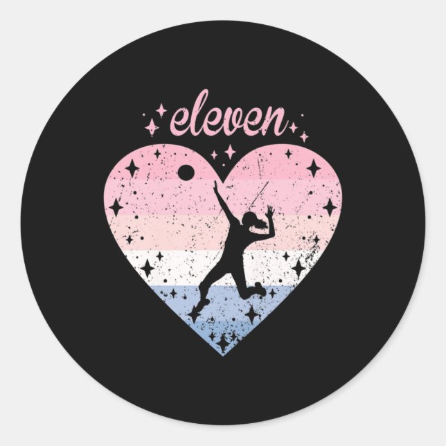 Pegatina Redonda Chica de cumpleaños de voleibol lindo de un año (Anverso)