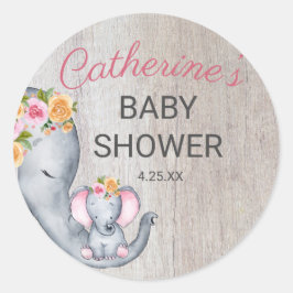 Pegatina Redonda Chica de elefante ruso lindo Baby Shower