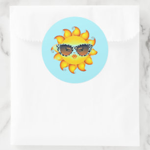 Pegatina Redonda Chica de emoji gafas de sol redondeadas Pegatinas