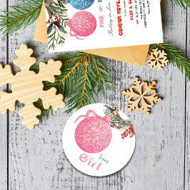 Pegatina Redonda Chica de equipo Fiesta de revelación de género en