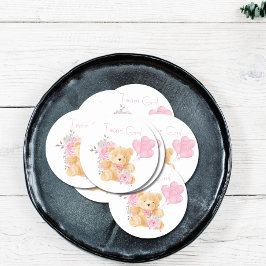 Pegatina Redonda Chica de equipo Género revelar Fiesta de voto Oso