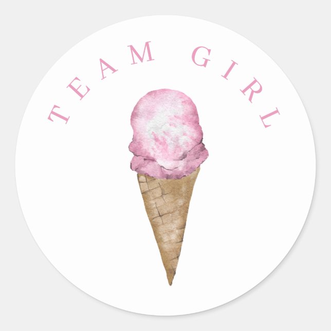 Pegatina Redonda Chica de equipo Ice Cream Gender Reveal Round Pega (Anverso)