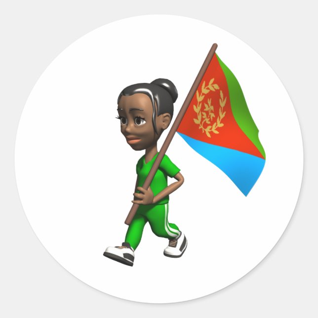 Pegatina Redonda Chica de Eritrea (Anverso)