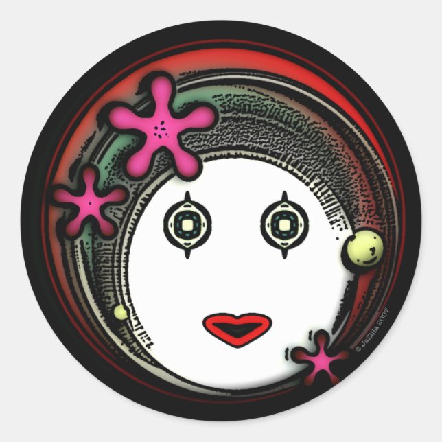 Pegatina Redonda Chica de espacio de flores (Anverso)
