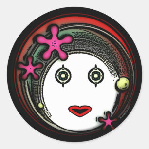 Pegatina Redonda Chica de espacio de flores