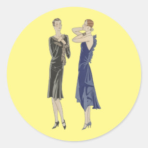 Pegatina Redonda chica de Flapper de los años 1920 viste arte de mo