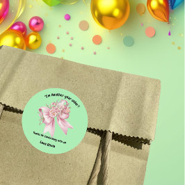 Pegatina Redonda Chica de flor rosada lindo Cumpleaños