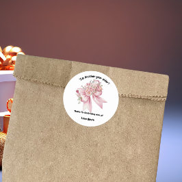 Pegatina Redonda Chica de flor rosada lindo Cumpleaños