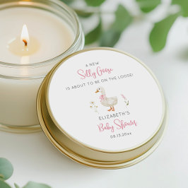 Pegatina Redonda Chica de Flor Silenciosa Goose Pink Bow