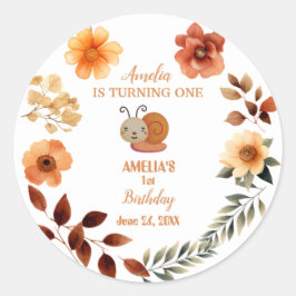 Pegatina Redonda Chica de flor silvestre personalizado de primer cu