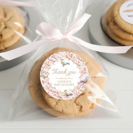 Pegatina Redonda Chica de Floral Rosa de Invierno Baby Shower Graci