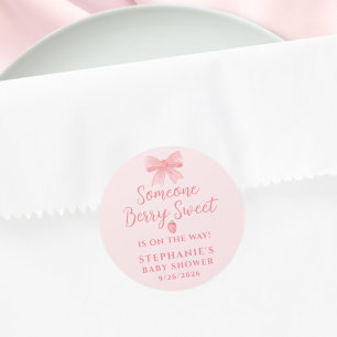 Pegatina Redonda Chica de Fresa Dulce Fiesta de Bebé 