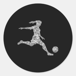 Pegatina Redonda Chica de fútbol mujeres jugador juvenil