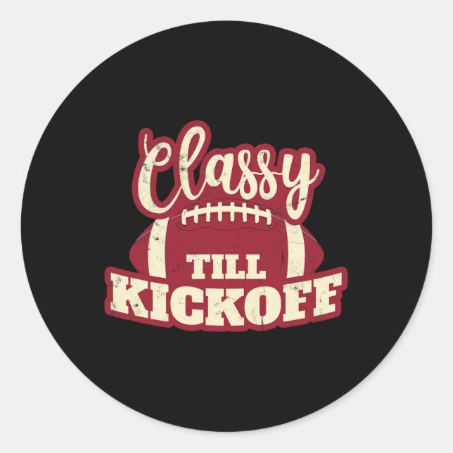 Pegatina Redonda Chica De Fútbol Regalo Cly Hasta Kickoff Fall Fan (Anverso)