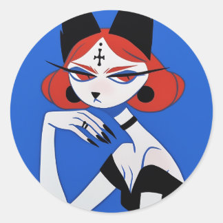 Pegatina Redonda Chica de gato