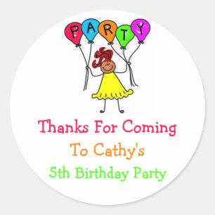 Pegatina Redonda Chica De Globos, Gracias Por Venir,
