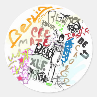 Pegatina Redonda Chica de graffiti de Berlín