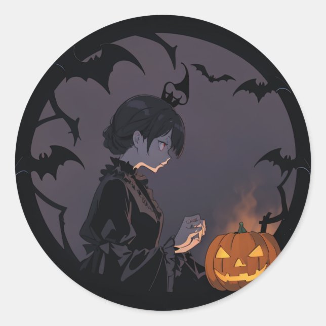 Pegatina Redonda chica de halloween (Anverso)