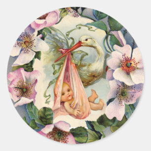 PEGATINA REDONDA CHICA DE HISTORIAS BABY SHOWER CROWN CON ROSAS DE 