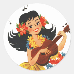 Pegatina Redonda Chica de Hula Hula