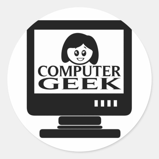 Pegatina Redonda Chica de informática geek (Anverso)